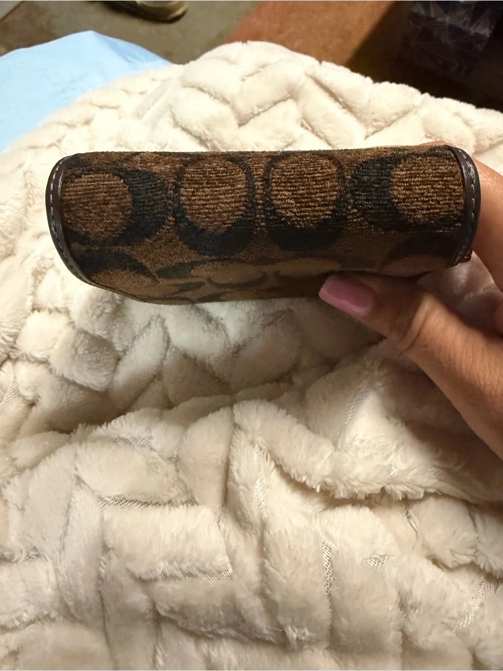 Coach Brown and Black Signature Small Wallet with Gold Hardware